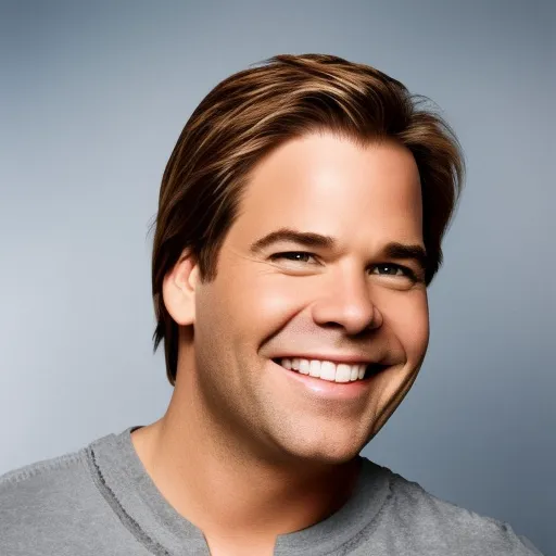Smiling person with short, light brown hair wearing a gray shirt against a gray background.